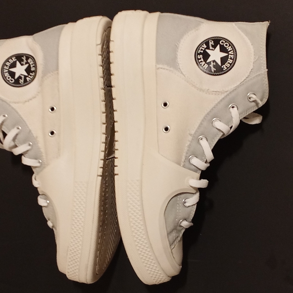Converse Chuck Taylor All Star Construct High-Top Sneakers in White and Gray - Picture 8 of 11